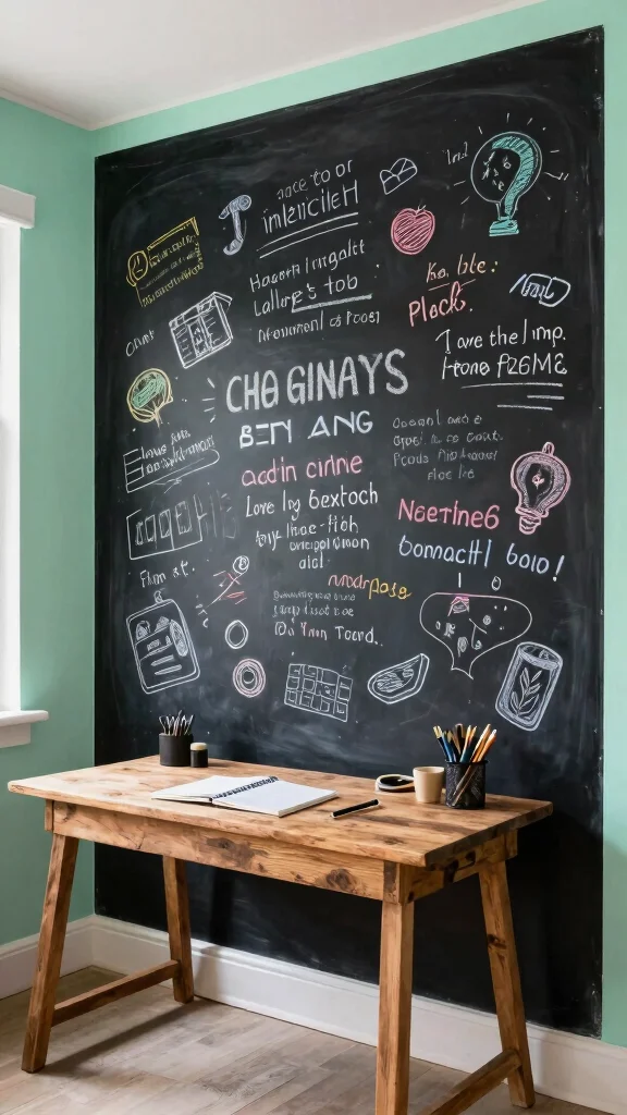 12 Study Room Wall Painting Ideas From Motivational to Minimal - 8. Creative Chalkboard Walls 1