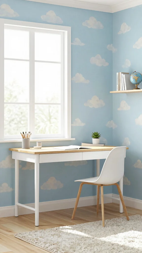 12 Study Room Wallpaper Ideas That Add Character Without Distraction - 1. Soft Pastel Hues 1