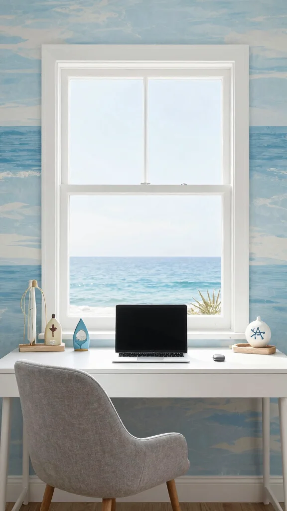 12 Study Room Wallpaper Ideas That Add Character Without Distraction - 12. Calming Ocean Scenes 1