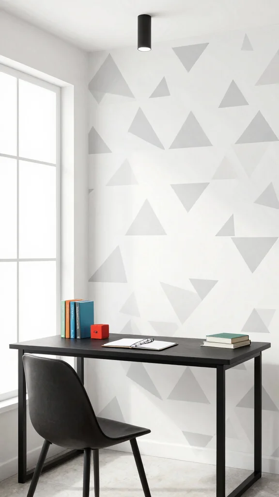 12 Study Room Wallpaper Ideas That Add Character Without Distraction - 4. Minimalist Geometric Patterns 1