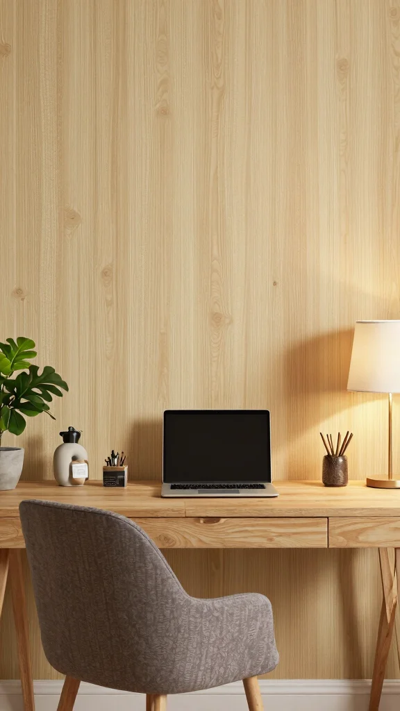 12 Study Room Wallpaper Ideas That Add Character Without Distraction - 8. Light Wood Paneling 1