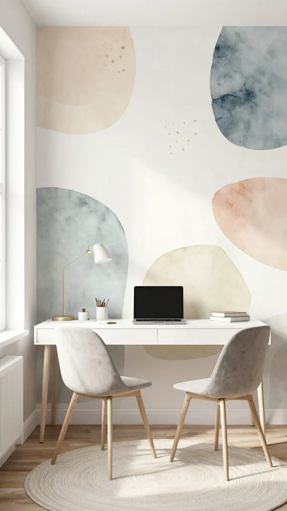 12 Study Room Wallpaper Ideas That Add Character Without Distraction - 9. Abstract Minimalism 1