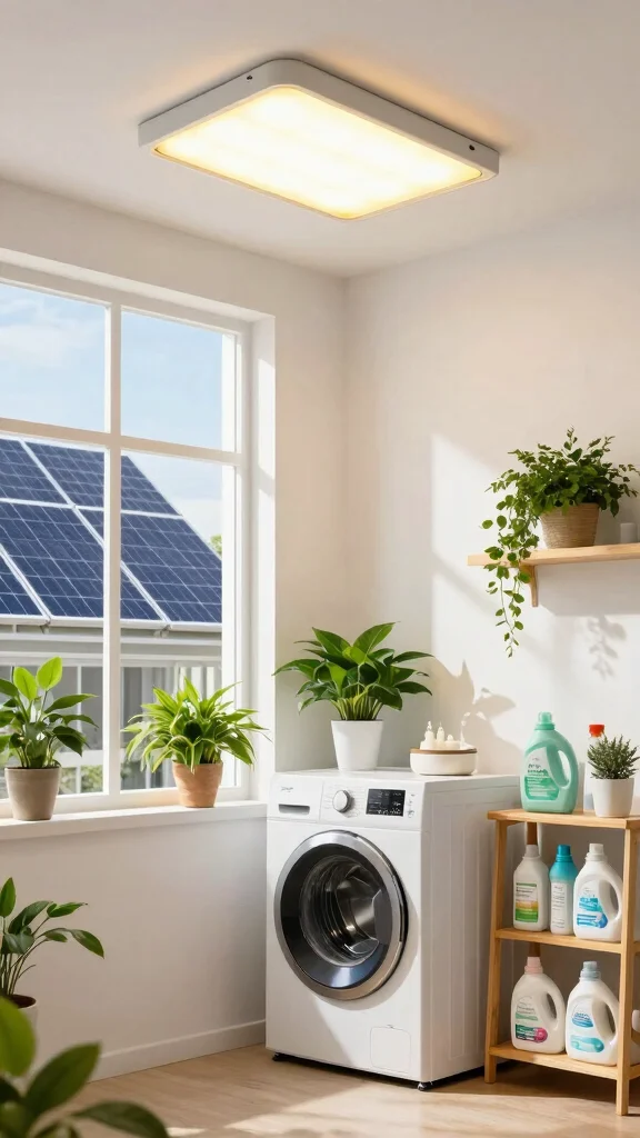 13 Laundry Room Lighting Ideas for a Brighter, More Enjoyable Space - 2. Solar-Powered LED Lights 1