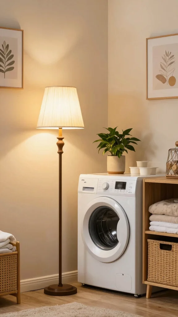 13 Laundry Room Lighting Ideas for a Brighter, More Enjoyable Space - 9. Decorative Floor Lamps 1