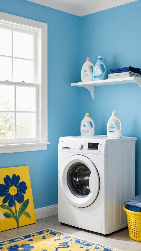 13 Laundry Room Paint Colors That Make the Space Feel Fresh - 2. Bright Sky Blue 1