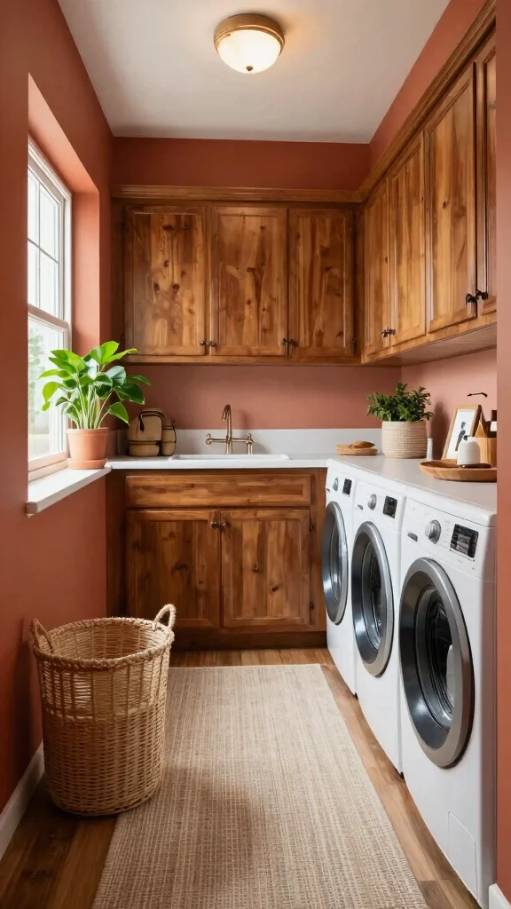 13 Laundry Room Paint Colors That Make the Space Feel Fresh - 3. Warm Terracotta 1