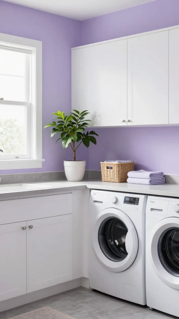 13 Laundry Room Paint Colors That Make the Space Feel Fresh - 4. Light Lavender 1