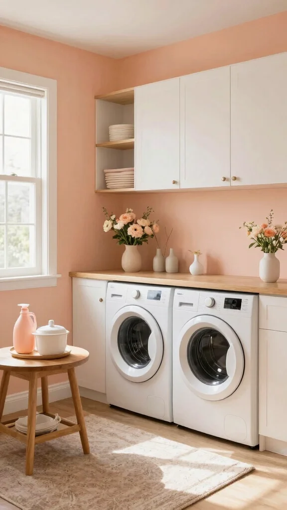 13 Laundry Room Paint Colors That Make the Space Feel Fresh - 6. Soft Peach 1