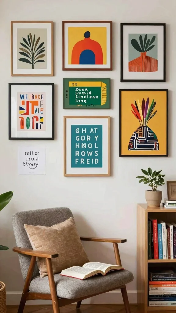 13 Reading Room Furniture Ideas for Every Style and Budget - 8. Creative Wall Art 1