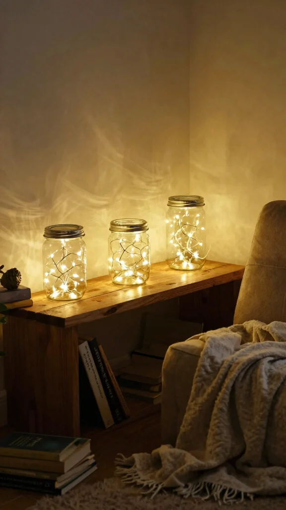 13 Reading Room Lighting Ideas for the Perfect Ambiance - 11. Fairy Lights in Jars 1