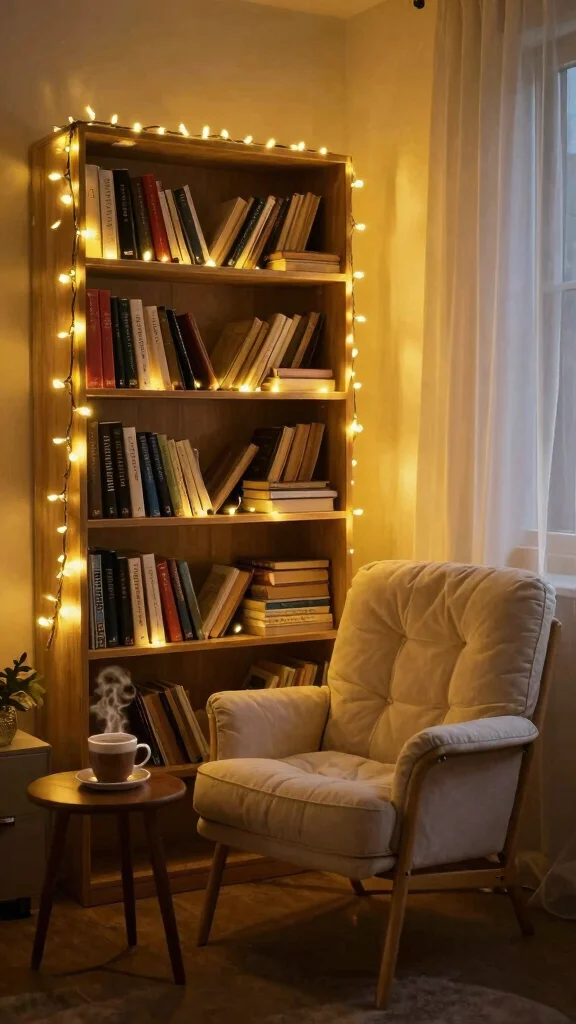 13 Reading Room Lighting Ideas for the Perfect Ambiance - 4. String Lights for Whimsy 1