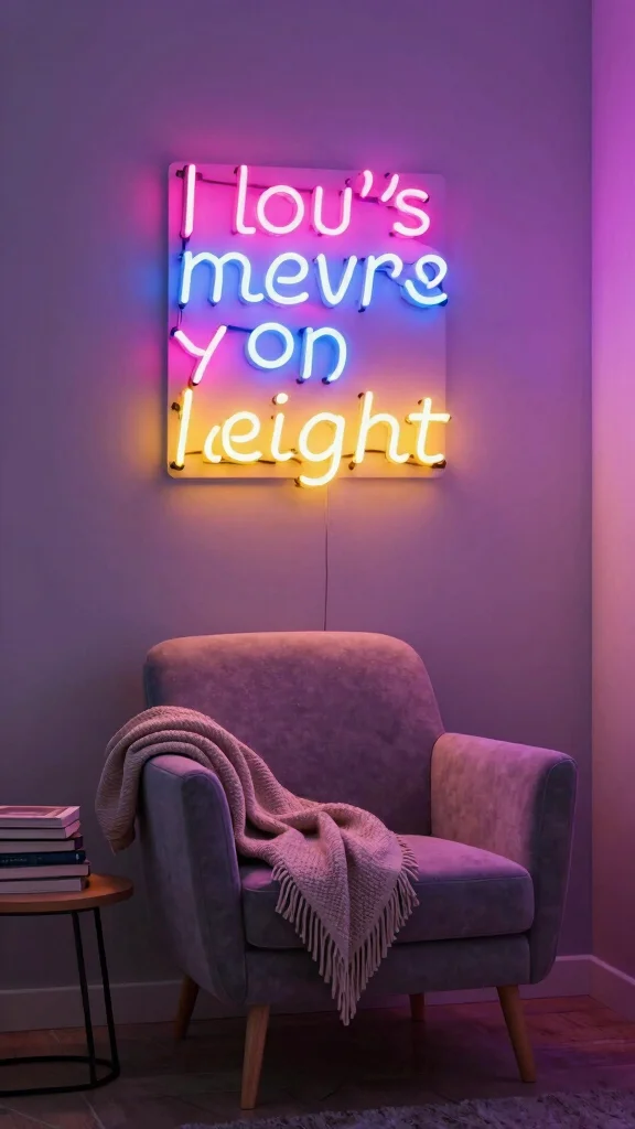 13 Reading Room Lighting Ideas for the Perfect Ambiance - 8. Neon or LED Signs for Fun 1