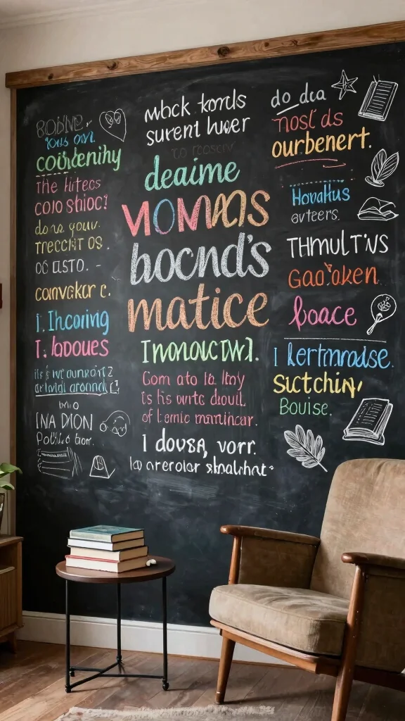 13 Reading Room Wall Decor Ideas That Inspire Every Time You Look Up - 11. Chalkboard Wall for Creativity 1