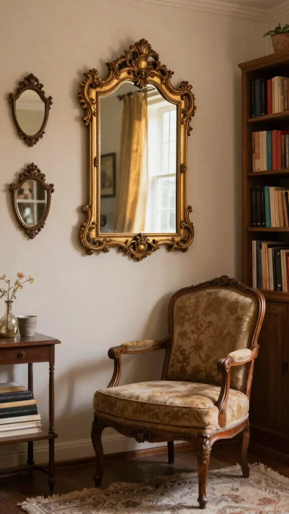13 Reading Room Wall Decor Ideas That Inspire Every Time You Look Up - 4. Antique Mirrors for a Touch of Elegance 1