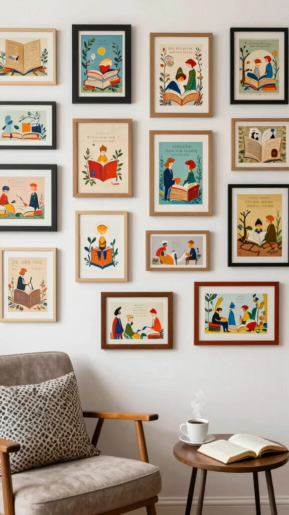 13 Reading Room Wall Decor Ideas That Inspire Every Time You Look Up - 5. Whimsical Book-Themed Art 1