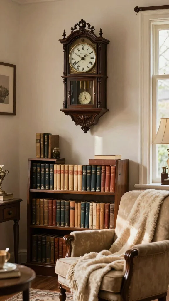 13 Reading Room Wall Decor Ideas That Inspire Every Time You Look Up - 7. Old Clock for Timeless Charm 1