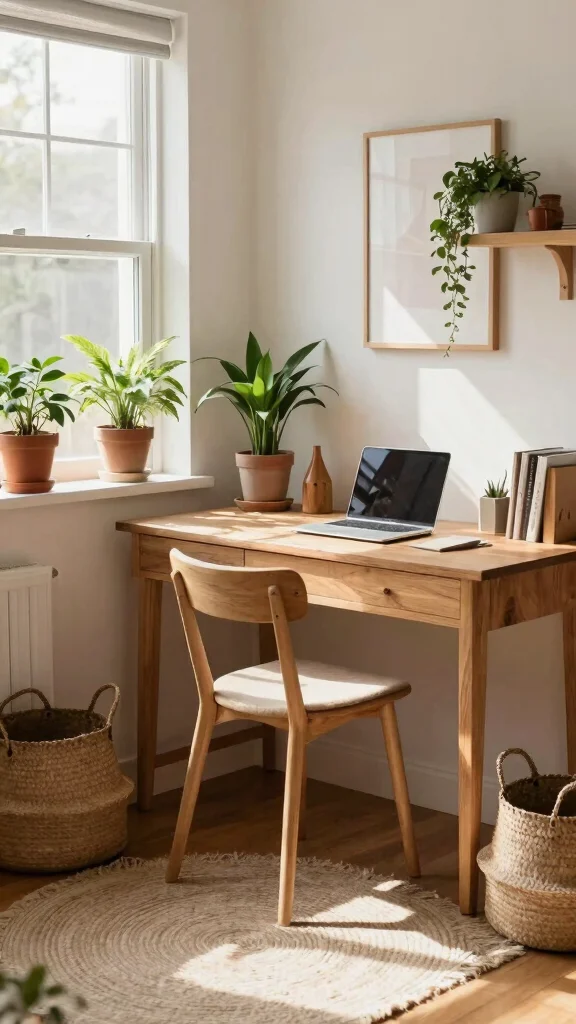 13 Study Room Furniture Ideas for Comfort, Storage, and Style - 12. Natural Elements 1