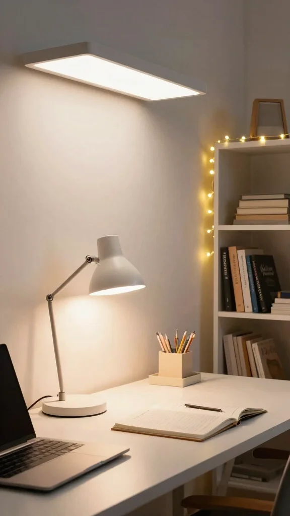 13 Study Room Furniture Ideas for Comfort, Storage, and Style - 6. Functional Lighting Solutions 1