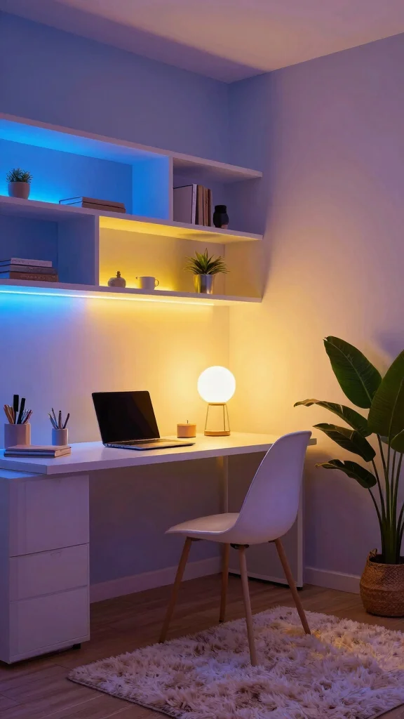 13 Study Room Lighting Ideas for Focus, Comfort, and Good Vibes - 3. Smart Lighting Solutions 1