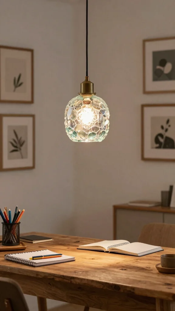 13 Study Room Lighting Ideas for Focus, Comfort, and Good Vibes - 5. Eco-Conscious Pendant Lighting 1