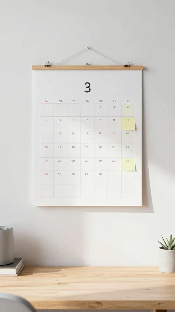 13 Study Room Organization Ideas That Keep Distractions Away - 10. Use a Wall Planner or Calendar 1