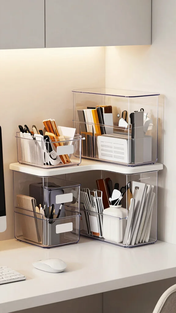 13 Study Room Organization Ideas That Keep Distractions Away - 5. Organize with Clear Containers 1