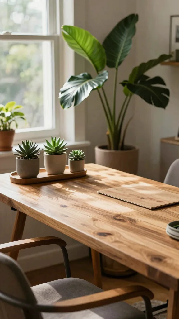 13 Study Room Table Design Ideas for Every Space and Budget - 10. Biophilic Design Table 1