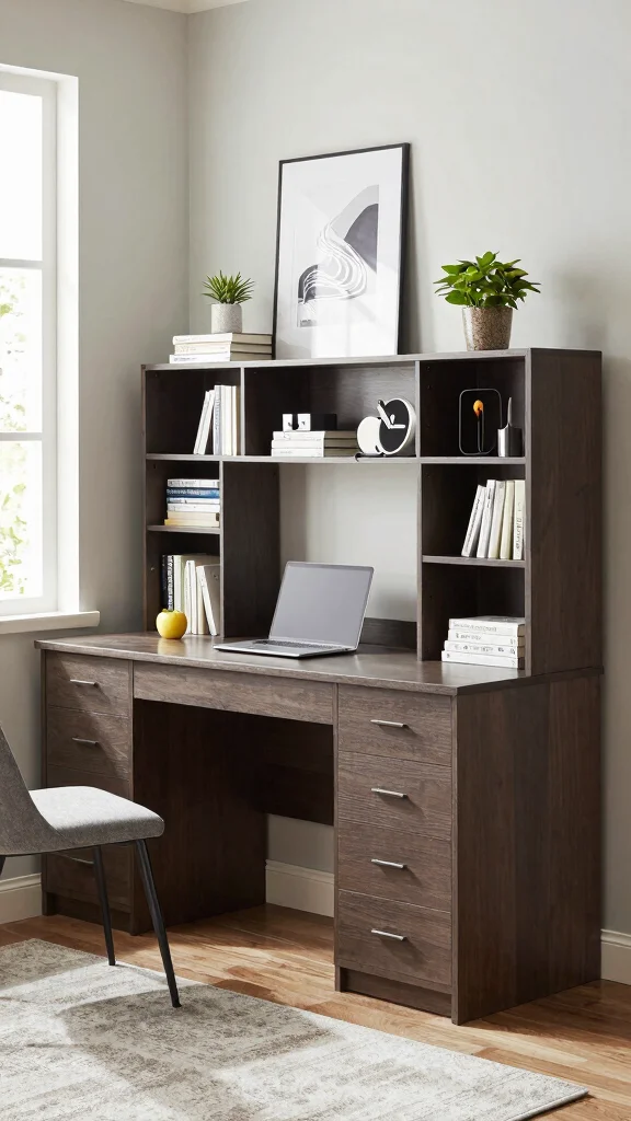 13 Study Room Table Design Ideas for Every Space and Budget - 3. Multi-Functional Desk with Storage 1