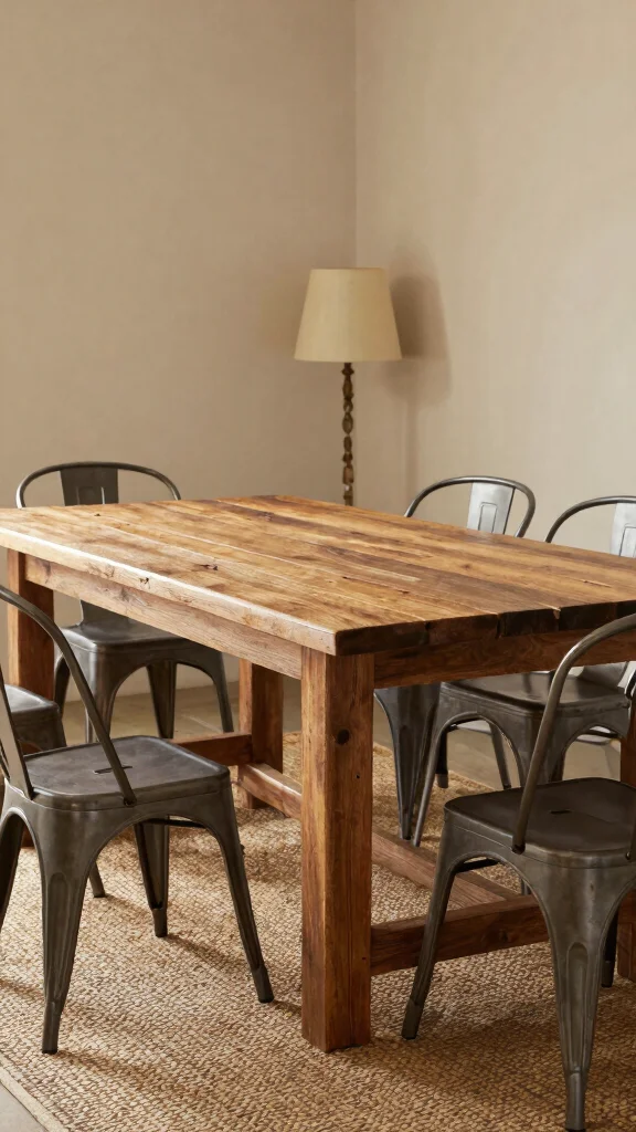 13 Study Room Table Design Ideas for Every Space and Budget - 4. Rustic Farmhouse Table 1