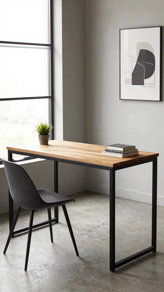 13 Study Room Table Design Ideas for Every Space and Budget - 5. Stylish Industrial Desk 1