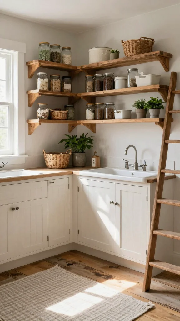14 Laundry Room Cabinet Ideas for Every Style and Storage Need - 1. Farmhouse Charm with Open Shelving 1