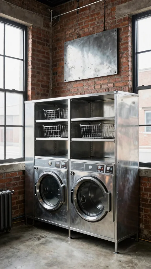 14 Laundry Room Cabinet Ideas for Every Style and Storage Need - 5. Industrial Chic with Metal Accents 1