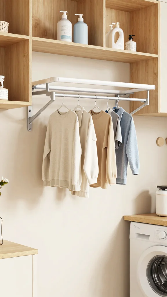 14 Laundry Room Makeover Ideas to Transform a Space You Actually Use - 12. Functional Wall-Mounted Drying Racks 1