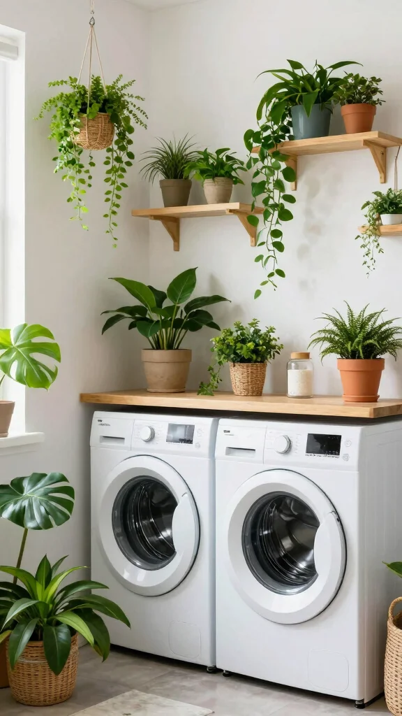 14 Laundry Room Makeover Ideas to Transform a Space You Actually Use - 13. Personal Touch with Greenery 1
