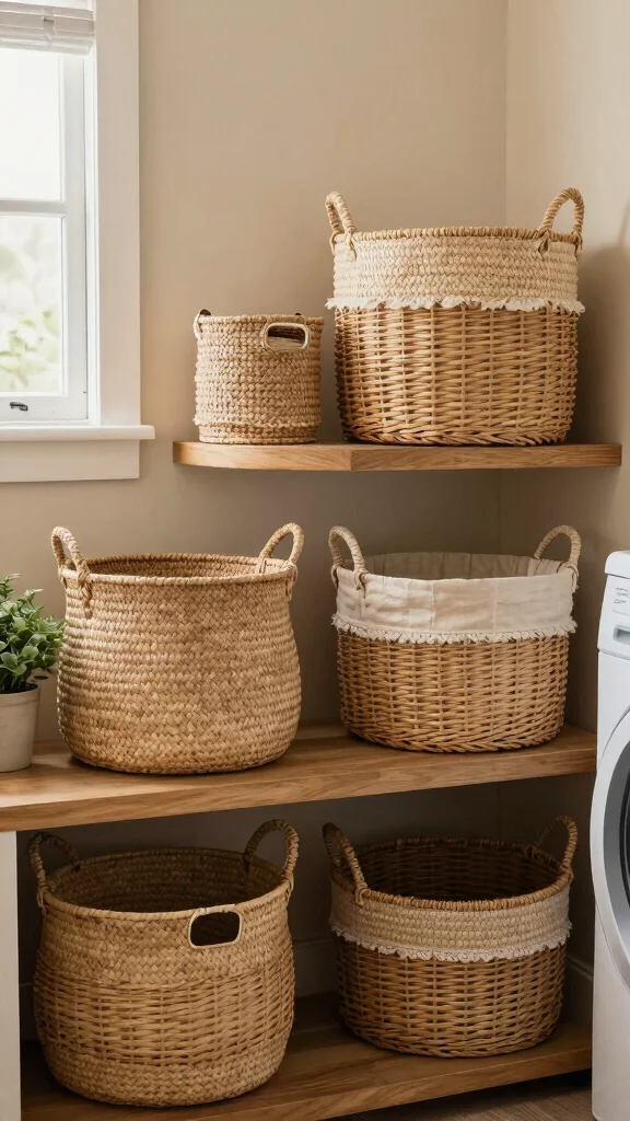 14 Laundry Room Makeover Ideas to Transform a Space You Actually Use - 2. Creative Storage Hack with Baskets 1