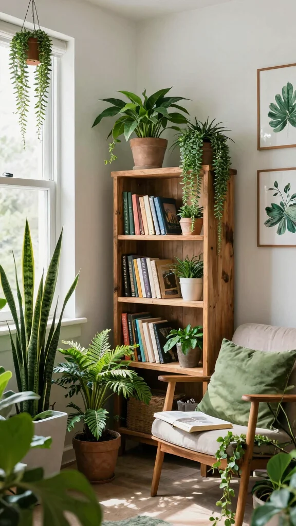 14 Reading Room Makeover Ideas to Create Your Perfect Book Nook - 4. Nature-Inspired Elements 1
