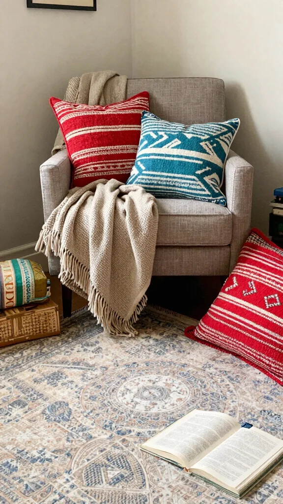 14 Reading Room Makeover Ideas to Create Your Perfect Book Nook - 7. Cozy Textiles 1