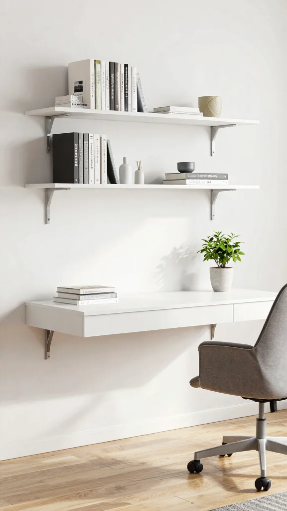 14 Study Room Table Ideas for a Clean, Focused Workspace - 1. Floating Desk for Space Optimization 1