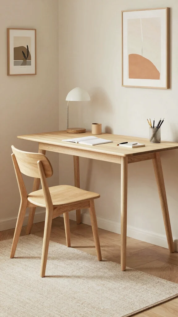 14 Study Room Table Ideas for a Clean, Focused Workspace - 2. Minimalist Scandinavian Table Design 1