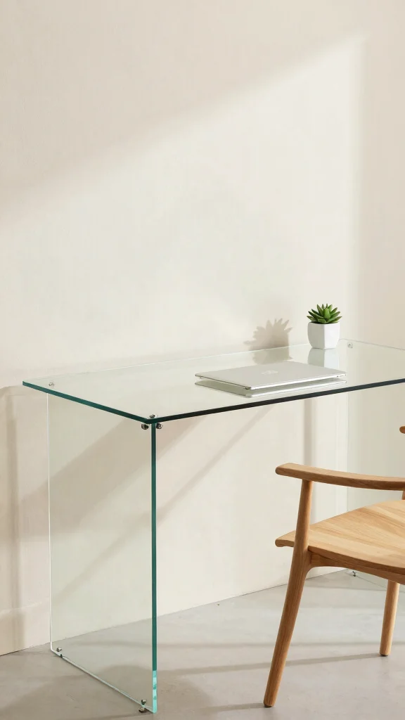 14 Study Room Table Ideas for a Clean, Focused Workspace - 4. Minimalist Glass Desk 1