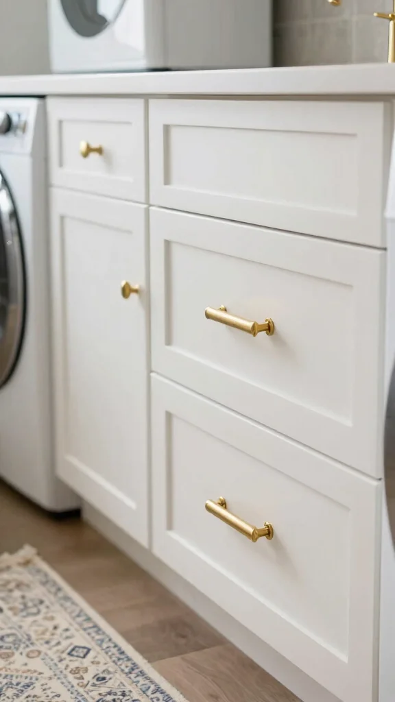 15 Laundry Room Cabinet Ideas for Storage, Style, and Organization - 13. Stylish Cabinet Hardware for a Finishing Touch 1