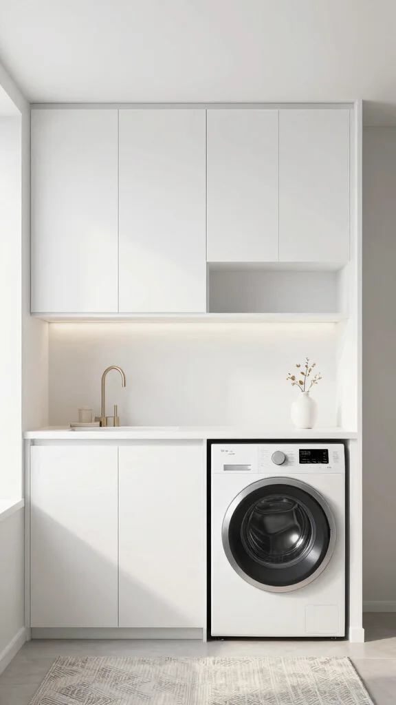 15 Laundry Room Cabinet Ideas for Storage, Style, and Organization - 7. Minimalist Cabinets for Clean Lines 1