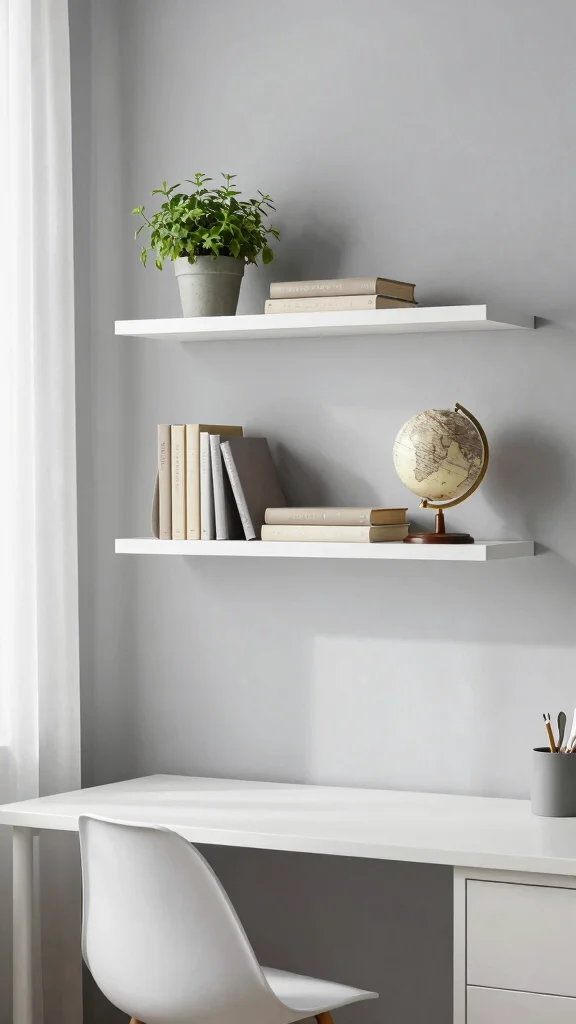 15 Study Room Makeover Ideas That Work for Any Size Room - 1. Minimalist Floating Shelves 1
