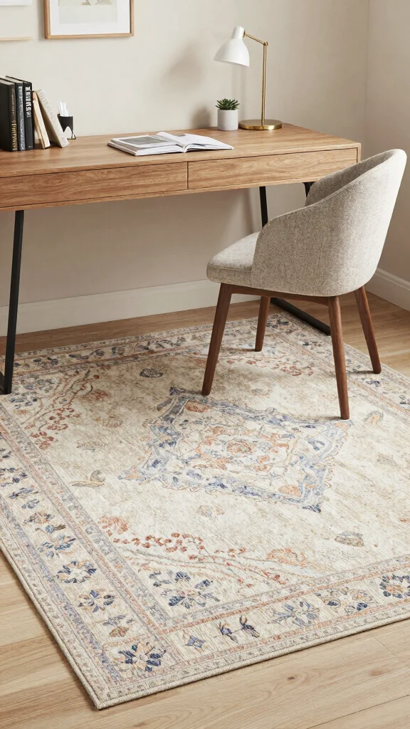 15 Study Room Makeover Ideas That Work for Any Size Room - 10. Creative Use of Rugs 1