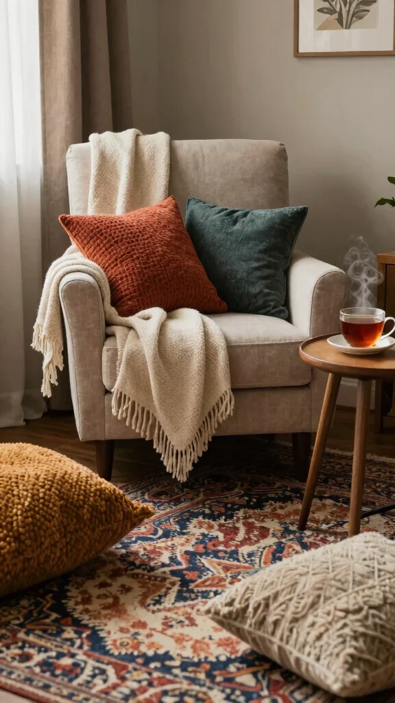 15 Study Room Makeover Ideas That Work for Any Size Room - 15. Layered Textiles for Comfort 1