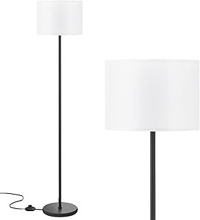 Modern Floor Lamp Simple Design with White Shade, Foot Pedal Switch, 60
