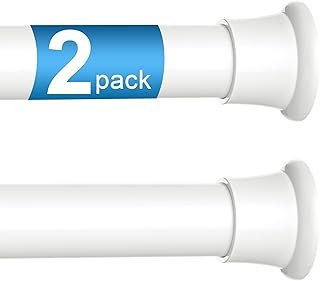 2pack Tension Curtain Rod 30 to 62 Inch, White Spring Tension Curtain Ro...