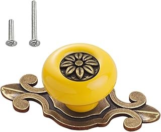 HUAMULAN 10 Pack Retro Ceramic Knobs,Vintage Dresser Kitchen Petal Cabin...