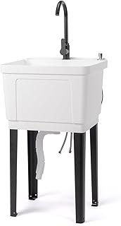 VINGLI 13-Gallon Utility Sink Laundry Tub for Washing Room, Freestanding...