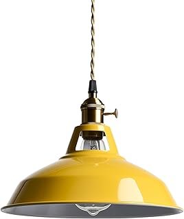 CLAXY Modern Pendant Lights Yellow Metal Barn Pendant Light Fixture Over...